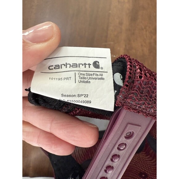 Carhartt Mesh Back Trucker Hat Burgundy Snapback Cap One Size Cotton SP22 - Picture 8 of 8
